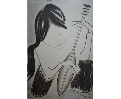 Ha Van Vuong, Limited Edition No. 158 of 250 lithographic signed print of a musician, 25ins x 19ins, another coloured Limited