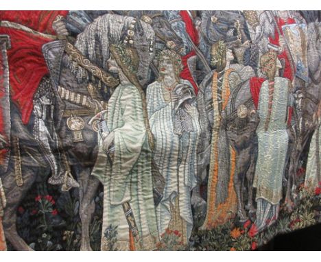 Flemish machine woven Art Nouveau style wall tapestry