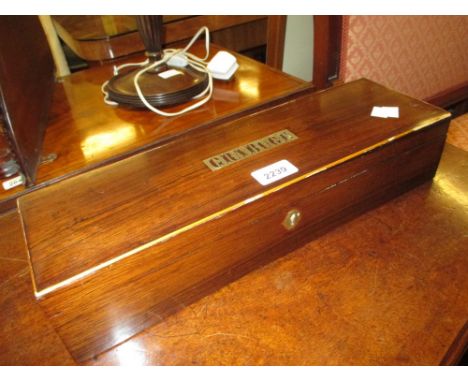 19th Century French rosewood rectangular box with hinged cover containing a large quantity of playing cards, the cover inscri
