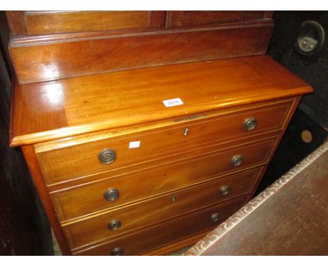 Small 19th Century mahogany line inlaid converted commode chest of two drawers raised on splay bracket feet
