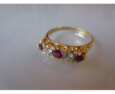 18ct Gold ruby and diamond set ring