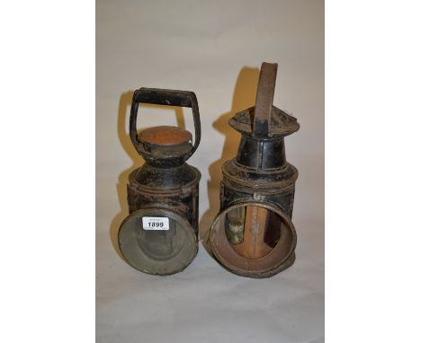 London, Brighton and South Coast railway lamp together with a B.R. railway lamp