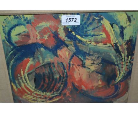 Mixed media on paper, abstract form, signed Bird, 9.5ins x 11.5ins