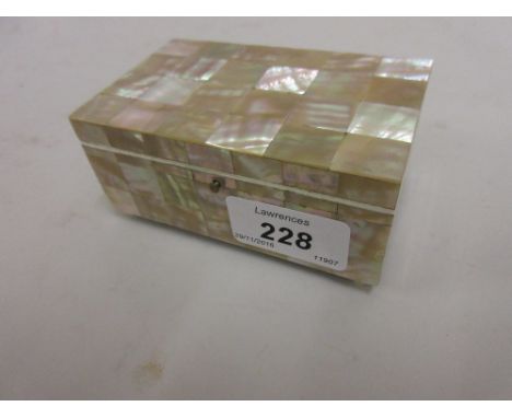 Small 19th Century rectangular mother of pearl box with hinged cover