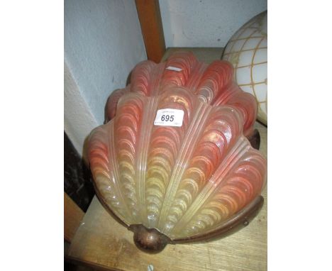 Pair of Art Deco glass and metal mounted shell form wall light