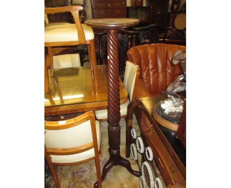Mahogany bedpost torchere with tripod base