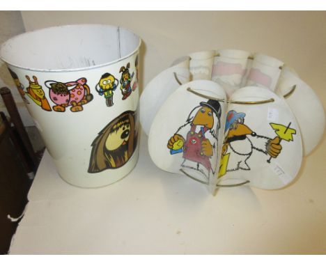 1970's Magic Roundabout wastepaper bin together with a 1970's Wombles light shade