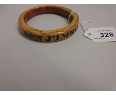 Unusual 19th Century ivory bangle inscribed Ben Jumbo Cape, Palmas, 1833 (in 1831, the state of Maryland appropriated 10,000 