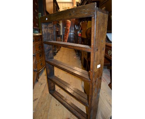 18th Century oak rectangular four shelf wall mounting plate rack