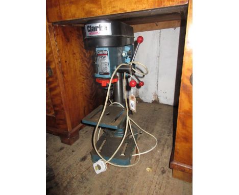 Clerks bench mounted drill and a quantity of various woodworking block planes and tools etc