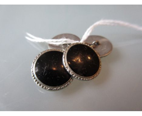Pair of Art Deco platinum onyx set cufflinks