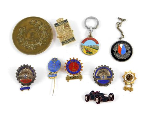 1950's motor racing badges awarded to Ken Richardson, competition manager Standard Triumph 1954-1961, including two 1954 Rall