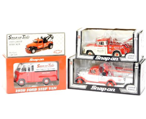 Three Snap-On die cast vehicles, comprising 40th Anniversary limited edition 1955 Chevy tow truck., 40th Anniversary limited 