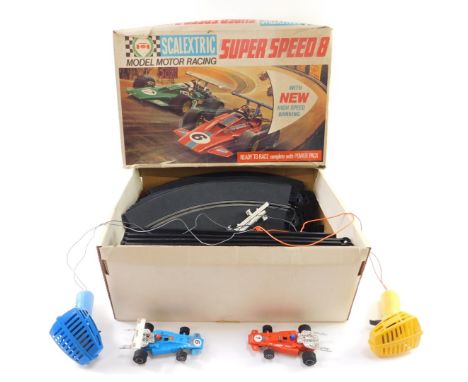 A Scalextric Super Speed 8 Model Racing Motor Racing Set,  with new high speed banking, boxed.