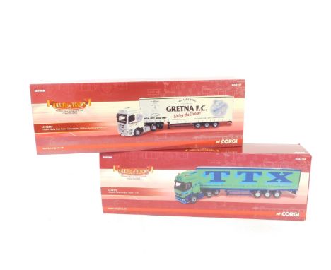 Two Corgi limited edition Hauliers of Renown die cast lorries, 1:50 scale,  comprising Renault Premier Box Trailer - TTX, CC1