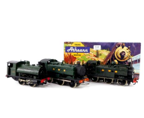 Three kit built OO gauge shunting engines, comprising GWR green livery, 0-6-0, 9400., 0-6-0, 9708., and a further engine, 0-4