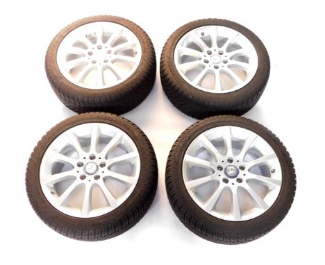 A set of four Mercedes-Benz ten spoke alloy wheels, 7.5JX 17H2-ET42, with Dunlop SP Winter Sport 4D 225/45R17 tyres fitted.