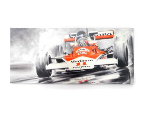 After Anthony Dobson. James Hunt Mount Fuji Japan 1976, limited edition print, signed and numbered by the artist, 34/95.