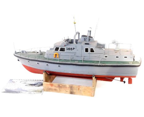 A Slipway Kawkab Class remote control kit built Coastal Patrol Craft, 1:20 scale, P561, on stand, 95cm W, with instructions.