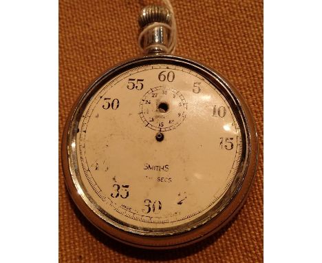 Smiths; a military issue chrome case pocket watch, D: 50 mm, not working at lotting, requires attention. P&amp;P Group 1 (£14