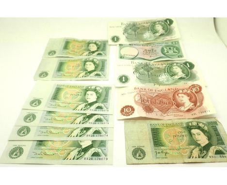 Mixed UK banknotes, mainly £1 notes. P&amp;P Group 1 (£14+VAT for the first lot and £1+VAT for subsequent lots) 
