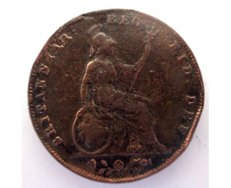 1856 copper farthing of Queen Victoria. P&amp;P Group 1 (£14+VAT for the first lot and £1+VAT for subsequent lots) 