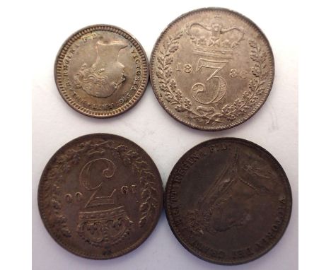 Four silver Maundy coins of Queen Victoria. P&amp;P Group 1 (£14+VAT for the first lot and £1+VAT for subsequent lots) 