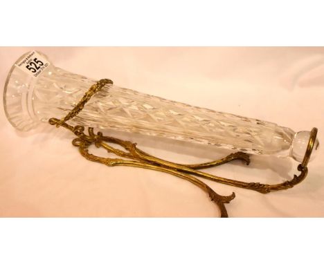 Crystalware vase with gilt mount, L: 35 cm. P&amp;P Group 3 (£25+VAT for the first lot and £5+VAT for subsequent lots) 