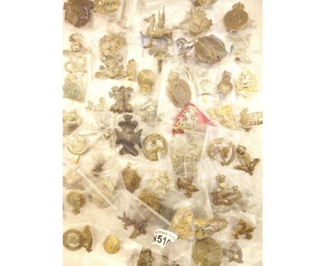 Assorted army cap badges, Infantry Cavalry, Yeomanry and Arms and Service, 200 in total