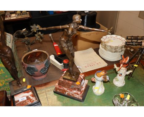 An Art Deco style bronzed figure of a dancing girl
