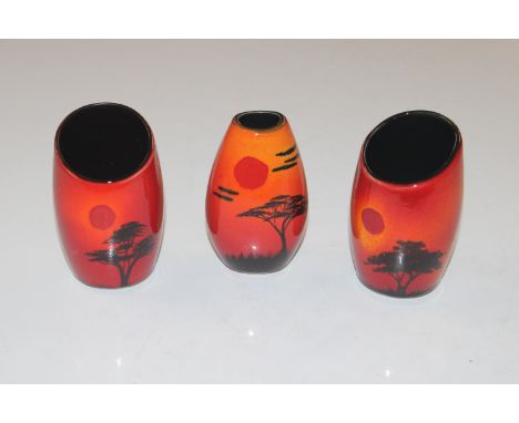 A pair of Poole pottery "African Sky" vases and one other 