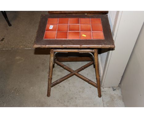 A bamboo tile top occasional table 