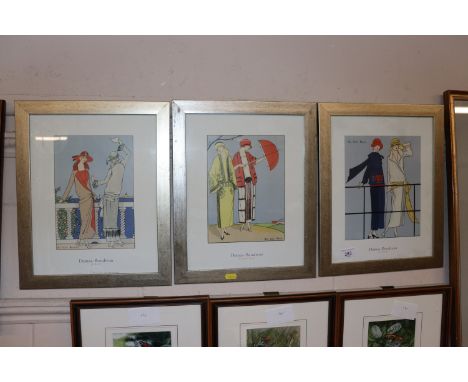 Three French Art Deco style fashion prints 