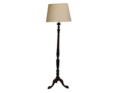 Mahogany standard lamp with shade, 187cm high