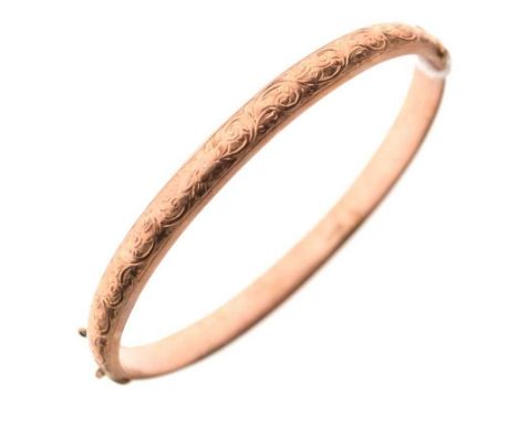 9ct rose gold bangle, Chester 1919, 7g approx