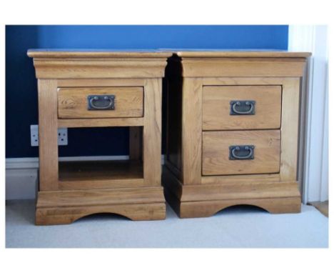 Pair of light oak bedside cabinets, 50cm x 41cm x 60cm high