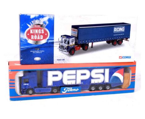 Tekno 1:50 scale 'Pepsi' lorry, together with Corgi 'Kings of the Road' 1:50 scale diecast model Atkinson Borderer Tautliner 