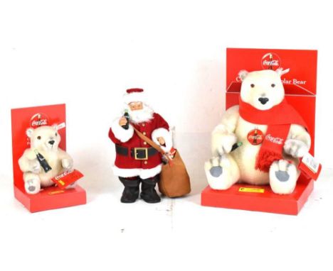 Steiff Limited Edition Coca-Cola - Father Christmas (01036), together Polar Bear Cub (05894) &amp; Polar Bear (05599), all bo