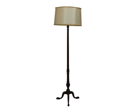 Mahogany standard lamp with shade, 166cm high 