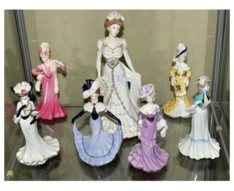 Seven Coalport figures; Charlotte a Royal Debut, Lady Francis, Lady Lilian, Lady Elizabeth, Lady Sarah, Lady Rose and Lady Gr