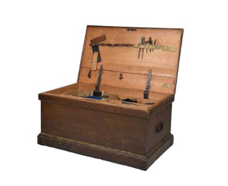 Pine tool chest ( 78cm x 47.5cm x 38cm high), together with a quantity of tools