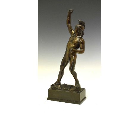 Pair of bronzed figures of an Archer and Gladiator, 44cm high and smaller, (2)