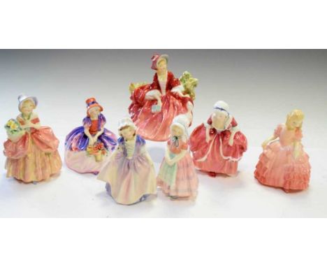 Group of seven Royal Doulton figures to include; HN1908 'Lydia', HN1678 'Dinky Do', HN1680 'Tootle', etc, tallest 13cm 