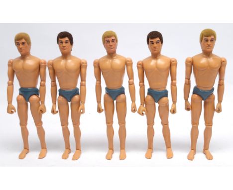 Palitoy Action Man vintage flock hair, dynamic body eagle-eyed figures/loose/undressed, a group which appear to be generally 