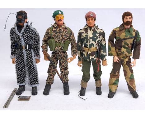Palitoy Action Man vintage group of Action Figures, wearing modern 'Anniversary' (or similar) uniforms and accessories.&nbsp;