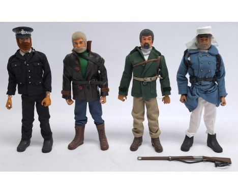 Action Man group of vintage figures&nbsp;(heads have been re-flocked), wearing modern 'Anniversary' (or similar) uniforms and