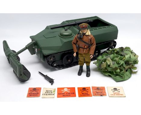 Palitoy Action Man vintage pair includes (1) loose/unboxed flock head dressed figure, plus accessories - not checked for comp
