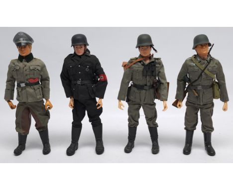 Palitoy Action Man vintage group of Action Figures, wearing 'kitbashed' Dragon (or similar) German Forces uniforms and access