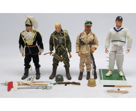 Palitoy Action Man vintage group of Action Figures, wearing modern 'Anniversary' (or similar) uniforms and accessories.&nbsp;