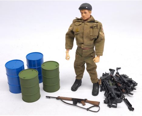 Palitoy Action Man (and similar) vintage loose/unboxed flock hair figure, wearing uniform with accessories, not checked for c